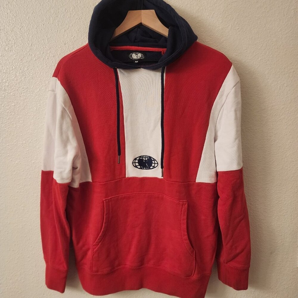 90s Wu-Wear WuTang Red White Blue Color Block Sweatshirt Hoodie Mens Medium